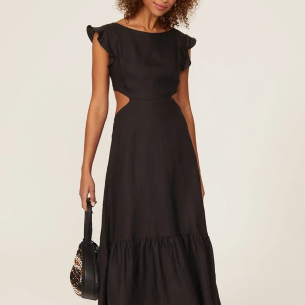 Marissa Webb Kingsley Black Cutout Linen Sundress Sz Small